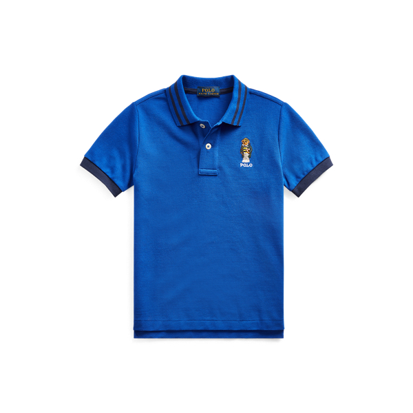 Football Bear Cotton Mesh Polo