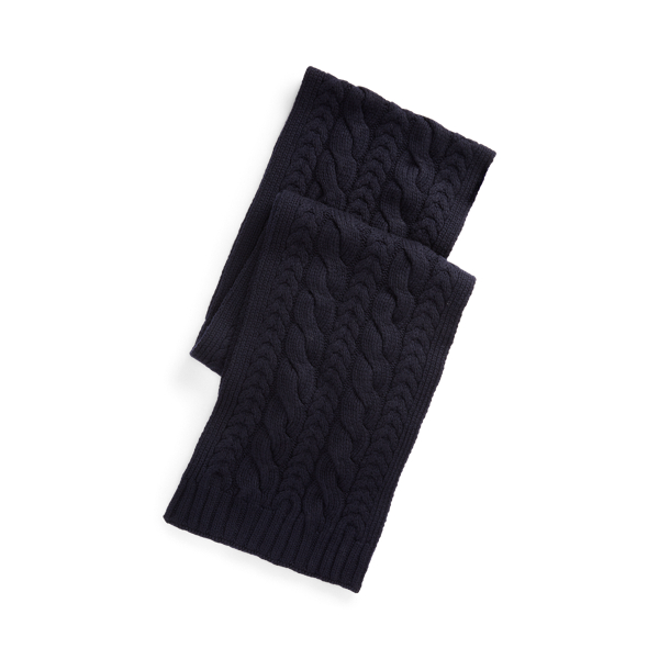 Polo Ralph Lauren Cable-knit Cashmere Scarf In Classic Chairman Navy