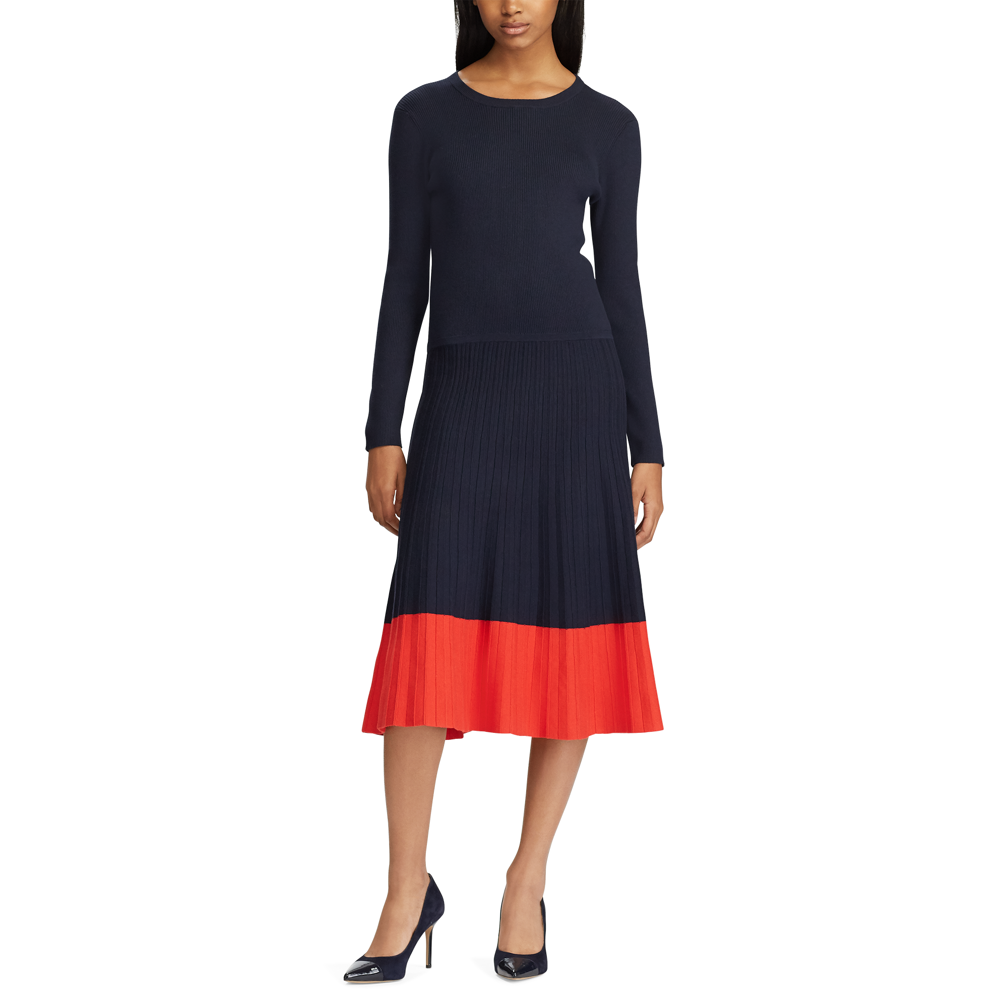 Ralph Lauren Color-Block Cotton-Blend Dress. 2