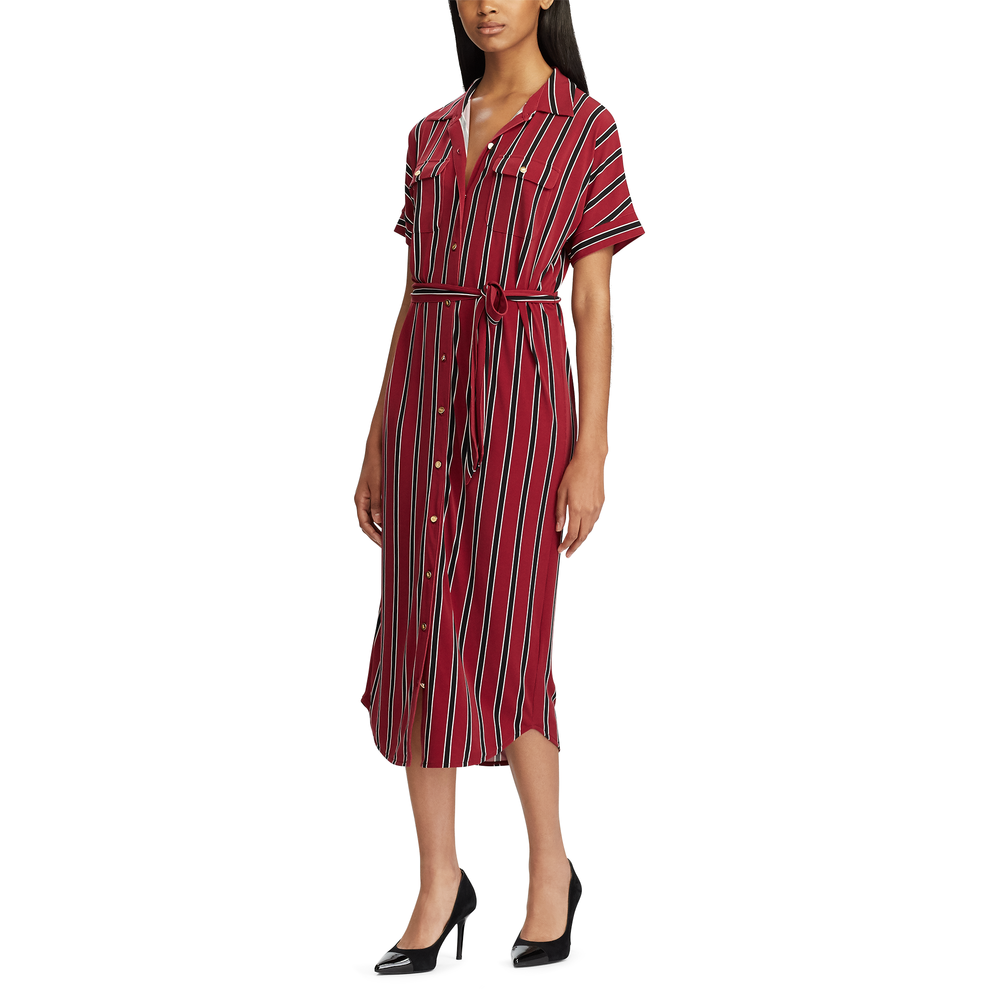 Ralph Lauren Striped Jersey Midi Shirtdress. 2
