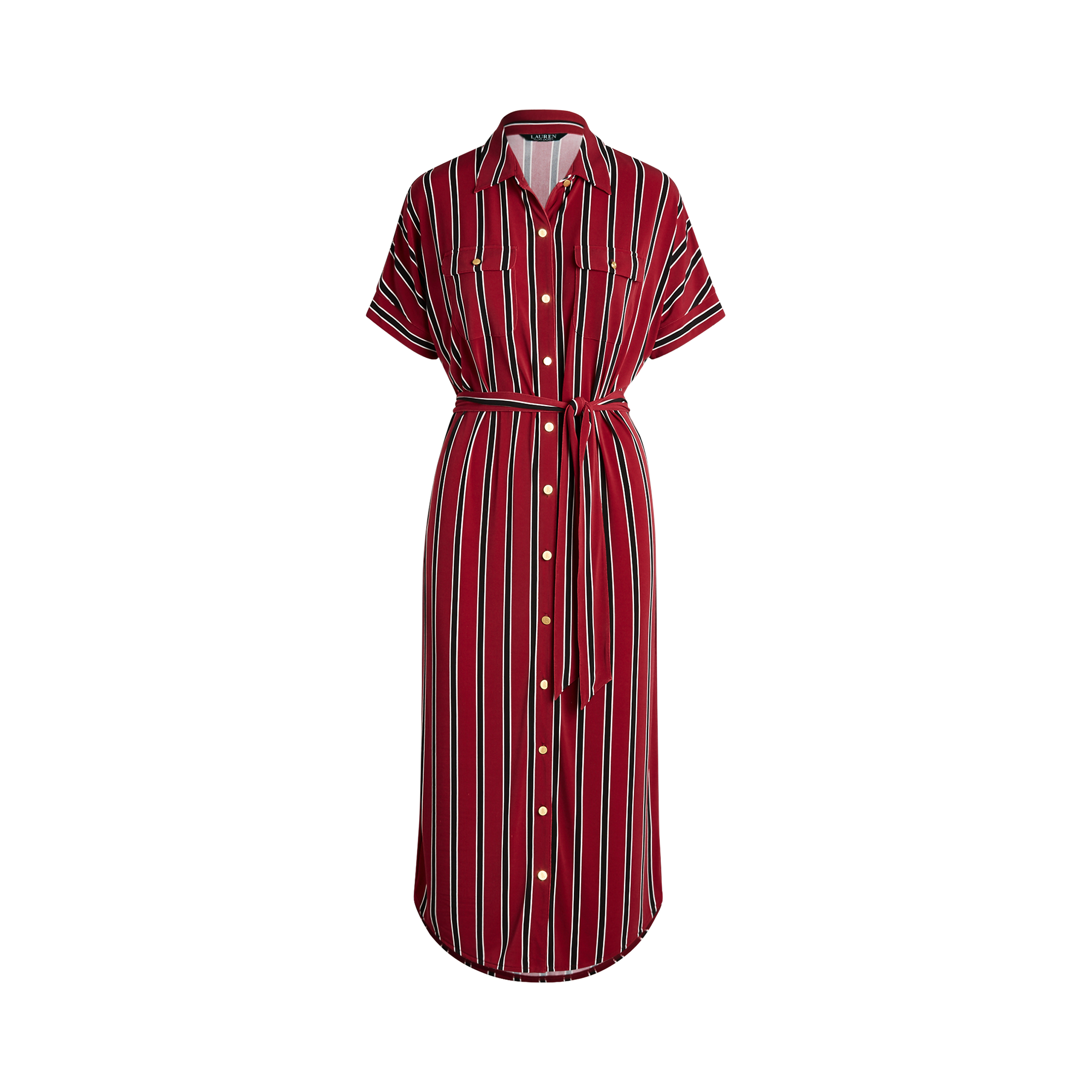 Ralph Lauren Striped Jersey Midi Shirtdress. 1
