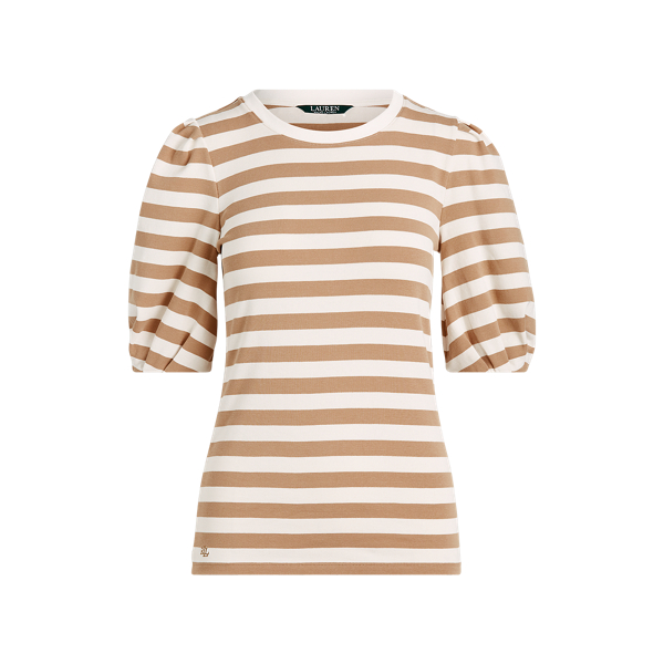Striped Puff-Sleeve Cotton Top
