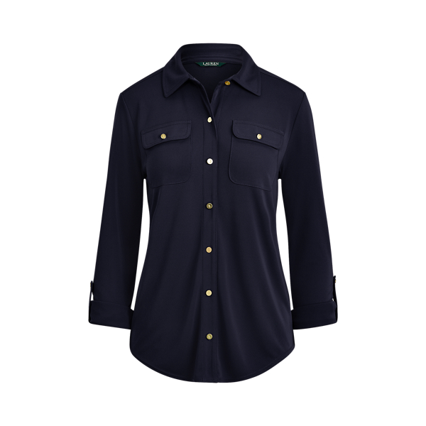 Shop Lauren Ralph Lauren Roll-tab Sleeve Shirt In Lauren Navy