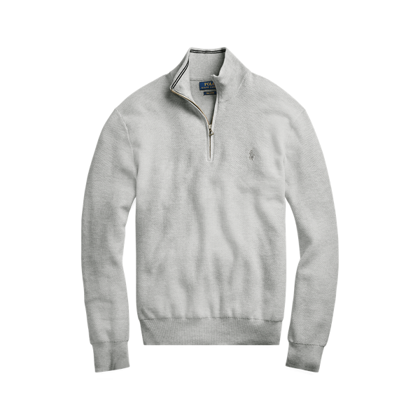 Pull demi-zippé en coton piqué