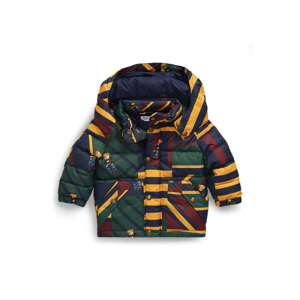 polo bear plaid down jacket