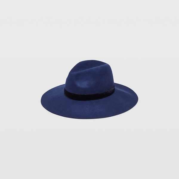 navy blue wide brim hat