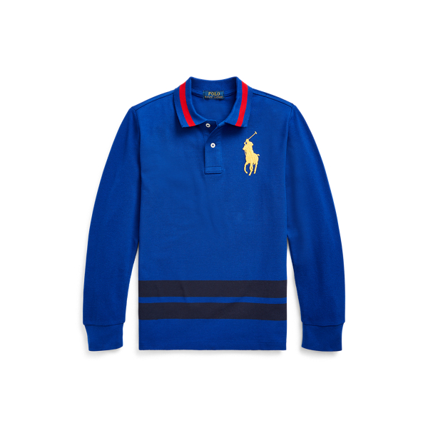 Cotton Mesh Long-Sleeve Polo