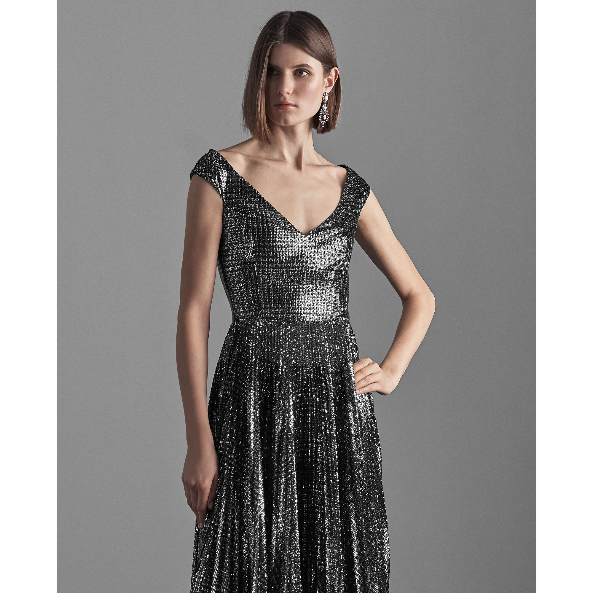 Ralph Lauren Fonda Sequined Plaid Dress. 4