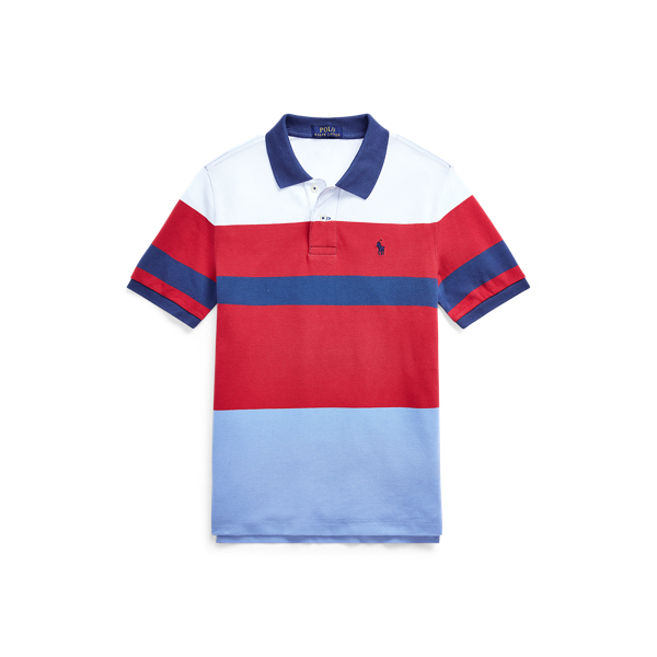 striped cotton mesh polo shirt