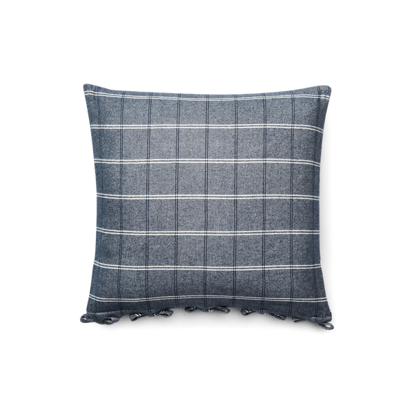 Ralph Lauren Eva Windowpane Throw Pillow In Marine Blue/grey