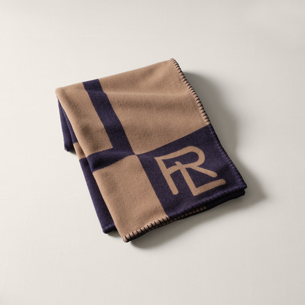 Ralph Lauren Northam Throw Blanket In Camel/navy