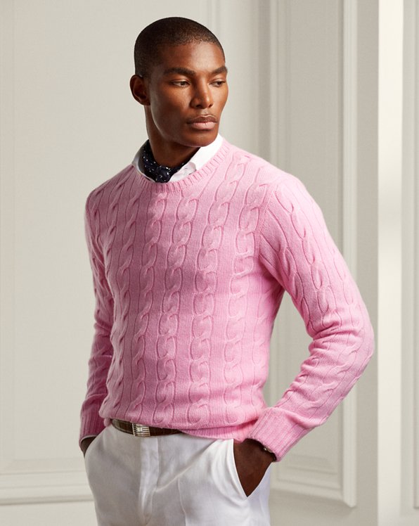 Men's Pink Cashmere Sweaters, Cardigans, & Pullovers | Ralph Lauren