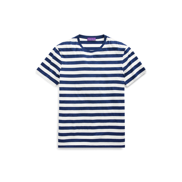 Ralph Lauren Striped Lisle T-shirt In Blue/cream