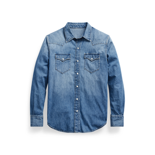 Western Snap-up Denim Shirt In Blue Indigo