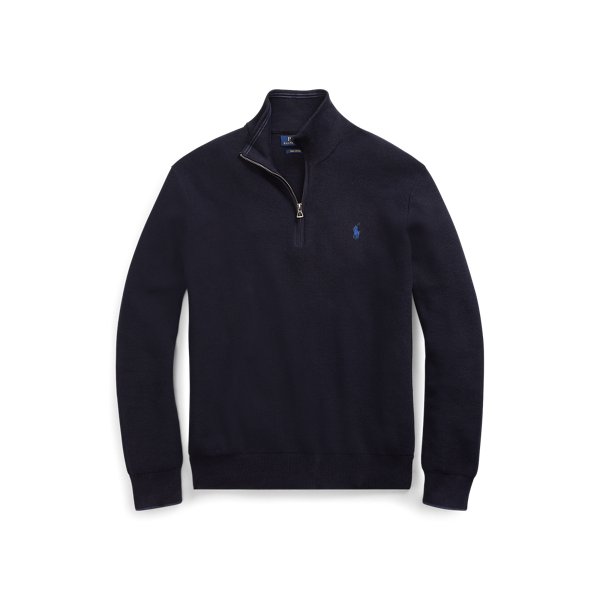 Pull demi-zippé en coton piqué