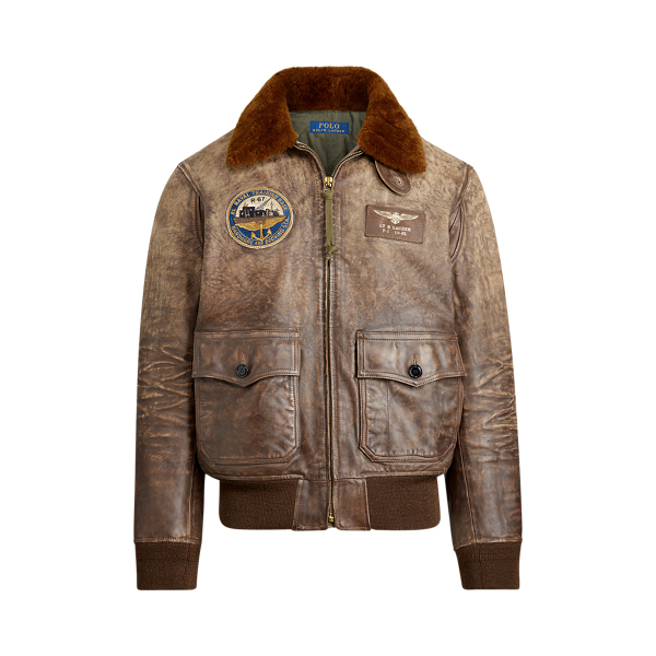 ralph lauren leather bomber jacket