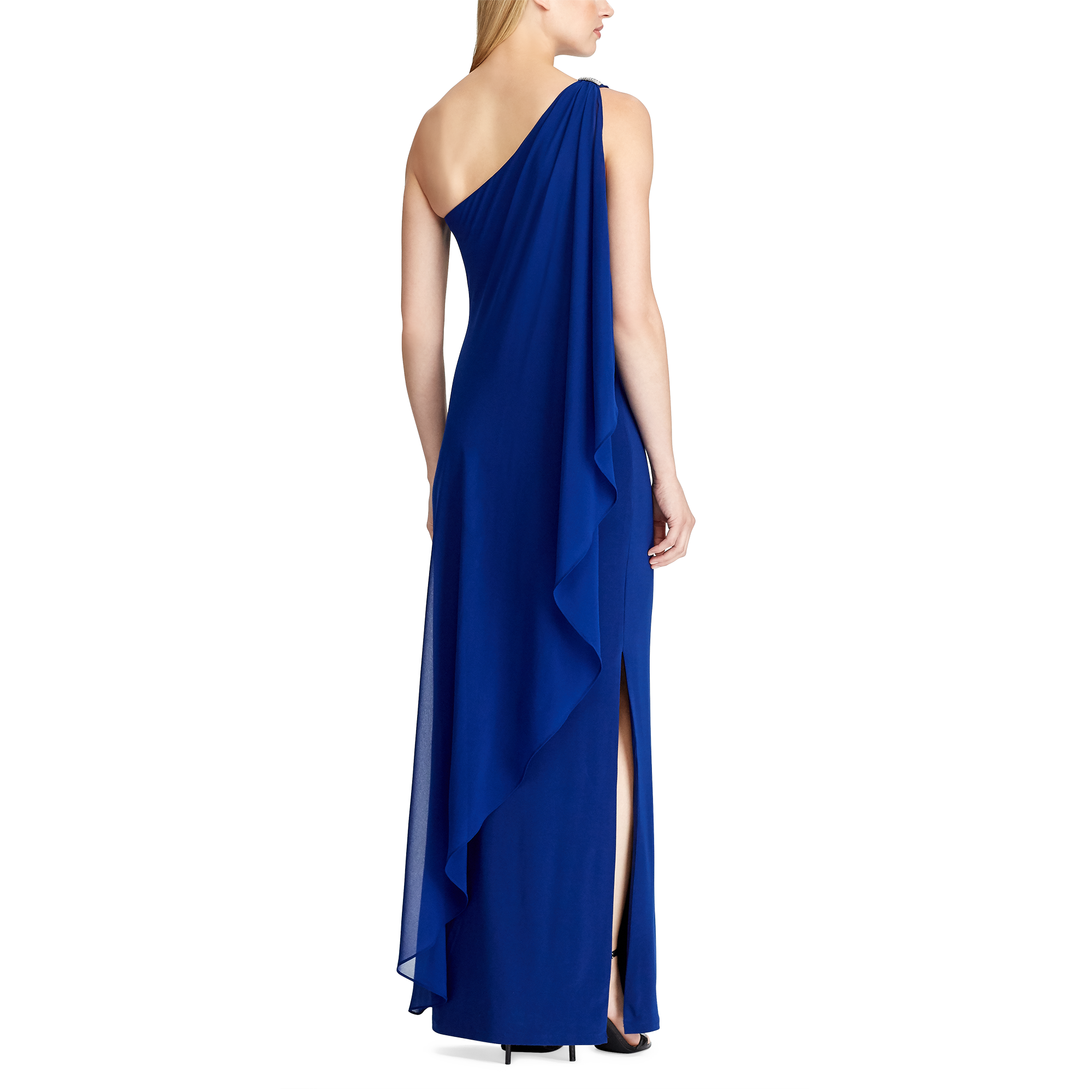 Ralph Lauren Georgette-Cape Jersey Gown. 4