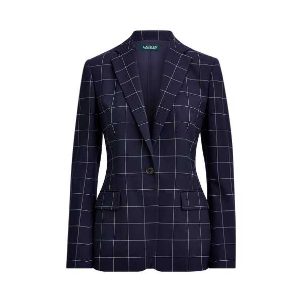 Check-Print Wool-Blend Blazer
