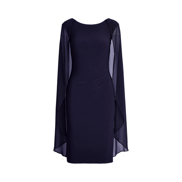 ralph lauren georgette cape dress