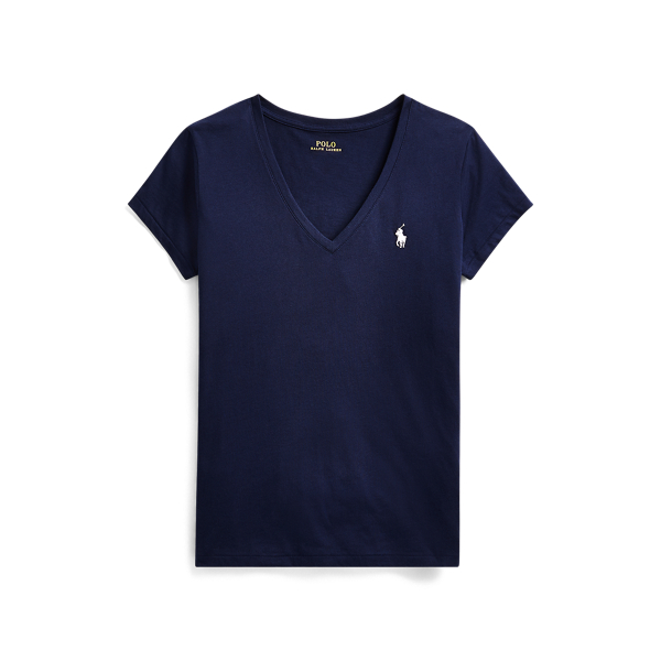 Baumwoll-T-Shirt mit V-Ausschnitt