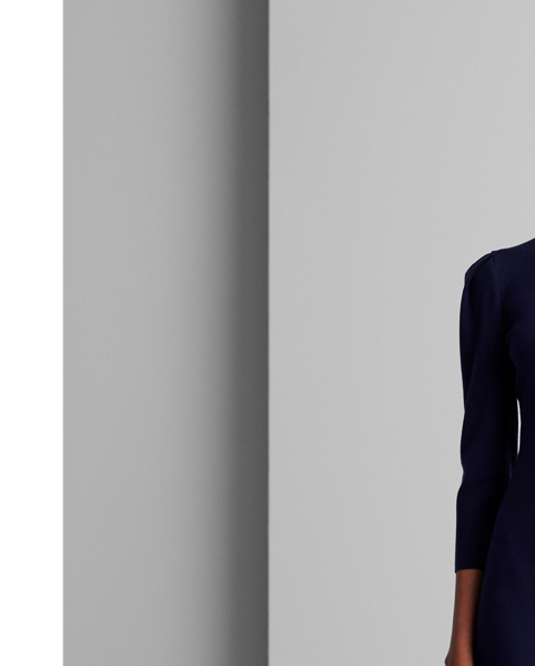 Button-Trim Stretch Wool Dress