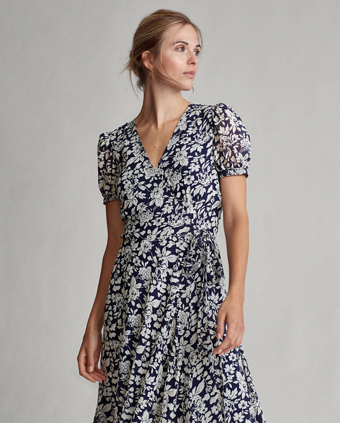 Floral Crepe Wrap Dress