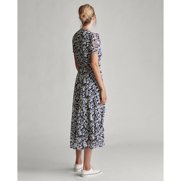 POLO RALPH LAUREN FLORAL CREPE WRAP DRESS