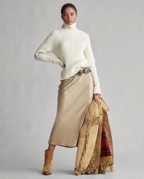 Jupe mi-longue en satin