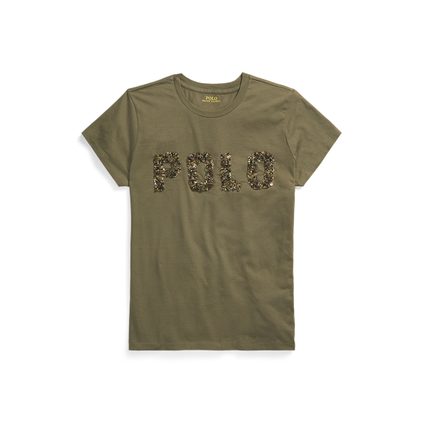 Baumwoll-T-Shirt mit Perlenlogo