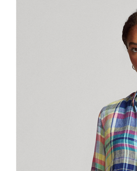 Plaid Linen Button-Down Shirt