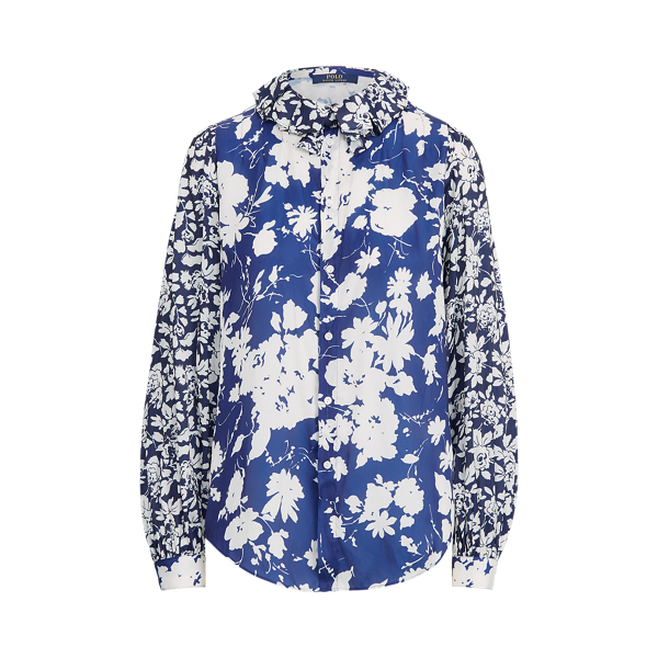 Satinbluse mit Blumenmuster