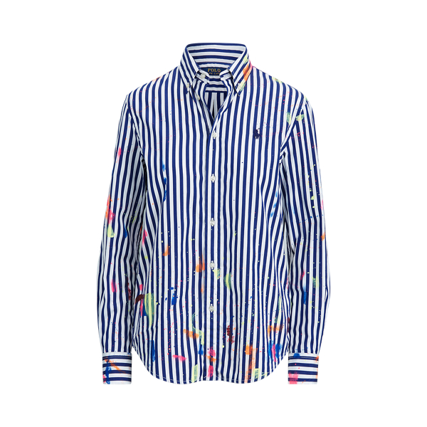 Ralph Lauren Paint-splatter Cotton Shirt In Navy/white | ModeSens