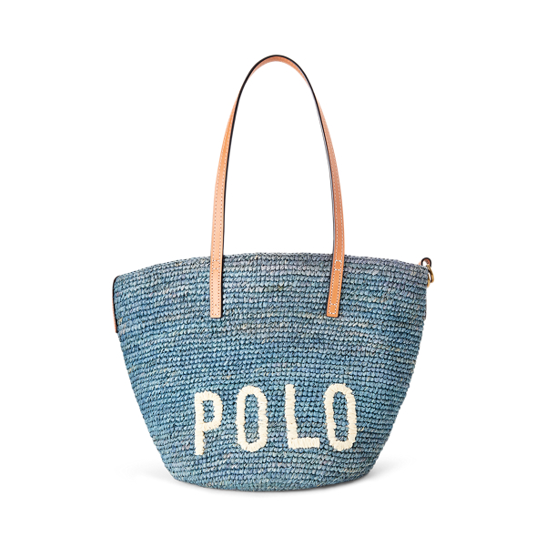 polo raffia large tote bag