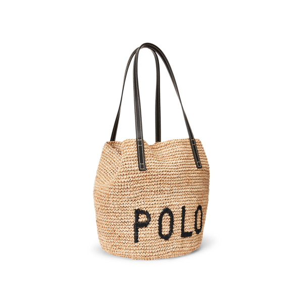 polo raffia large tote bag
