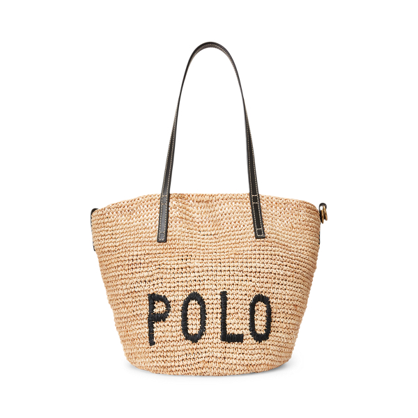 polo raffia large tote bag