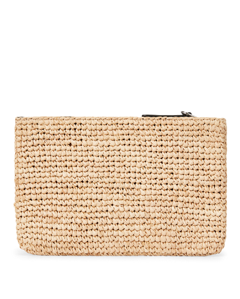 small pouch with strap 24cm beige textile tan calfskin