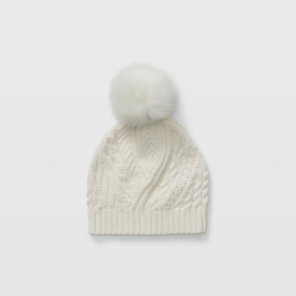 white pom pom hat