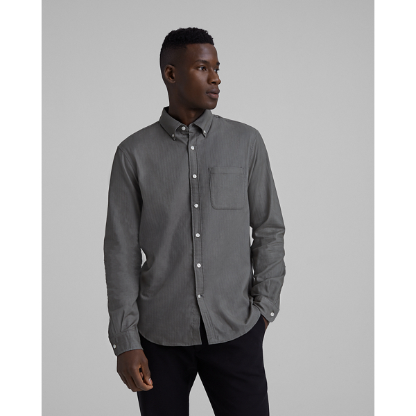 Image of Club Monaco Thyme Herringbone Flannel Shirt in Size L