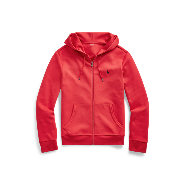 red zip up polo hoodie