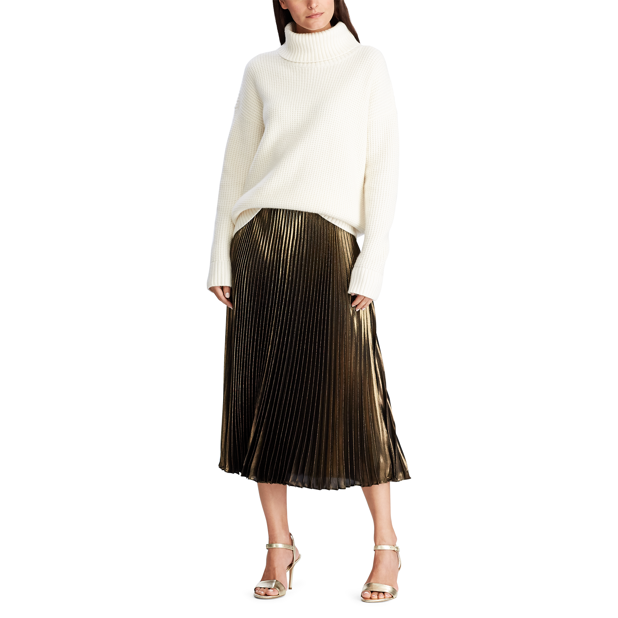 Ralph Lauren Pleated Metallic Skirt. 2