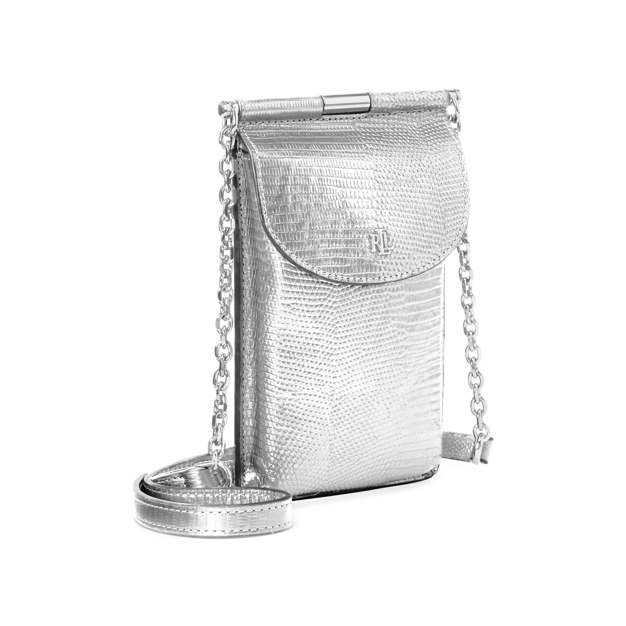 Ralph Lauren Lizard-Print Leather Phone Bag. 2