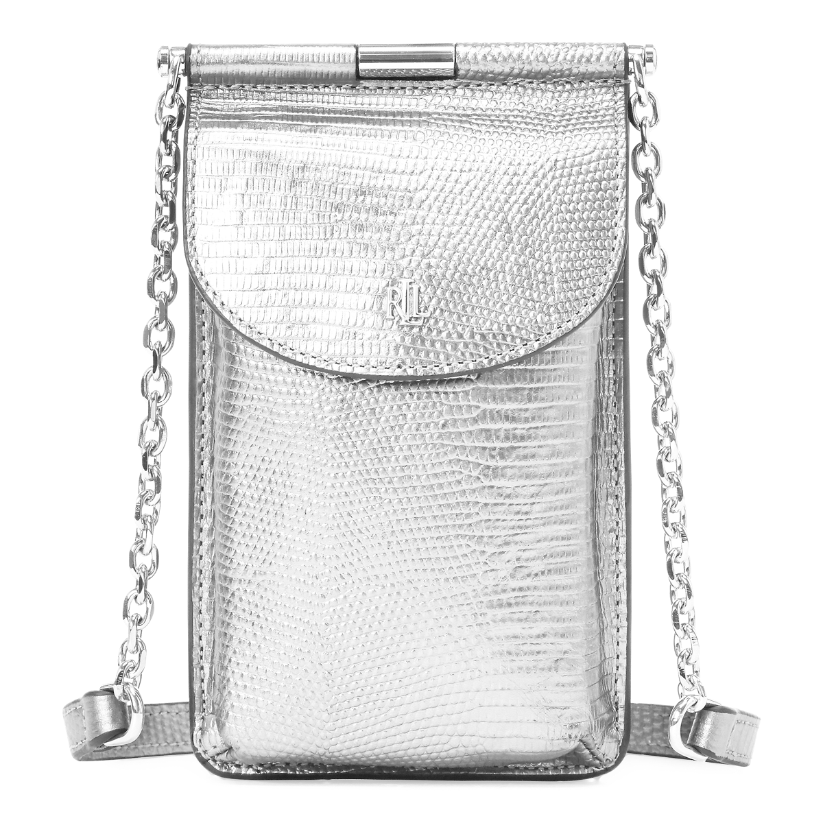 Lizard-Print Leather Phone Bag