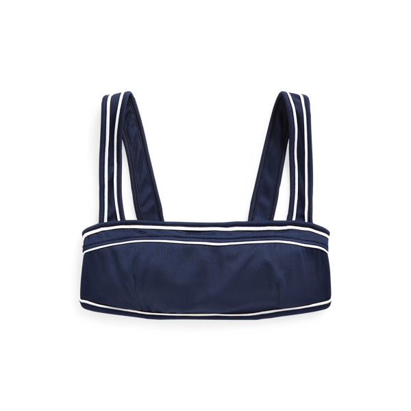 Haut de bikini côtelé passepoilé