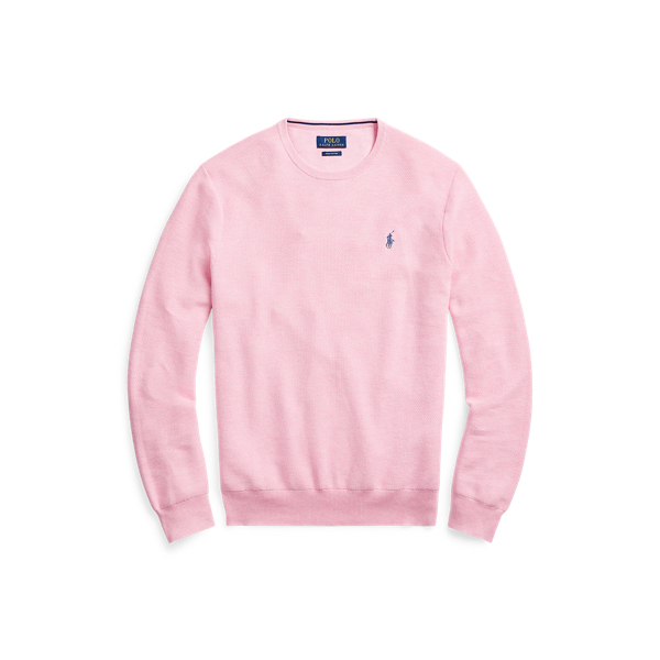 Ralph Lauren Cotton Crewneck Sweater In Spring Pink Heather