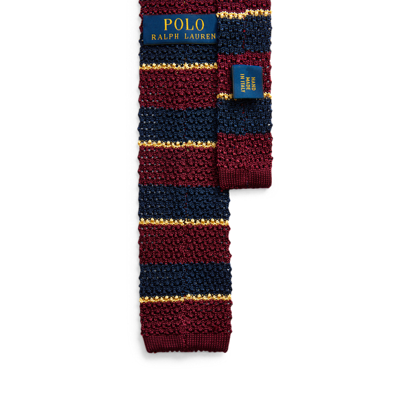 Polo Ralph Lauren Striped Knit Silk Tie In Wine/navy/gold