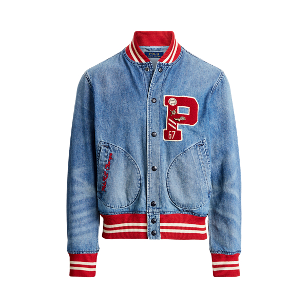 polo denim varsity jacket