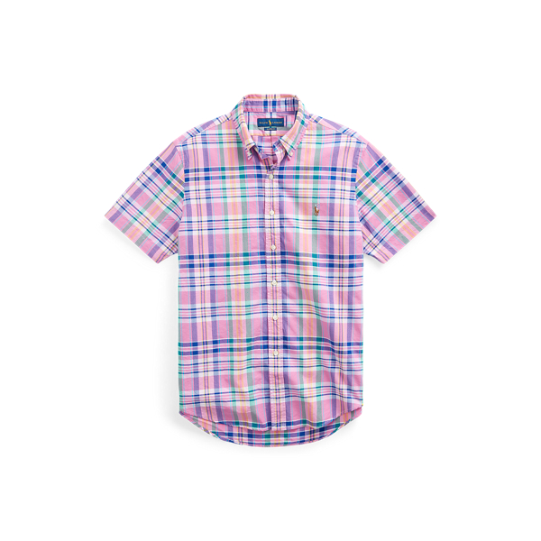 Rrive Mens Color Block Plaid Short Sleeve Classic Polo Shirts
