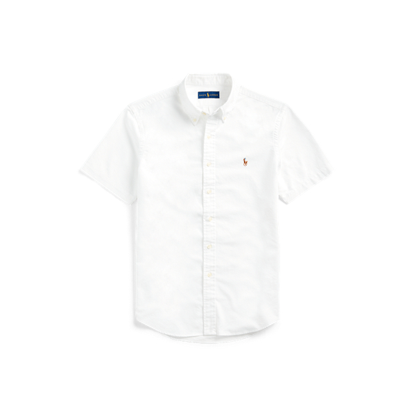 white short sleeve polo button down