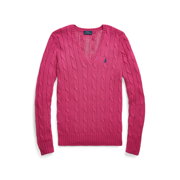 ralph lauren pink v neck jumper