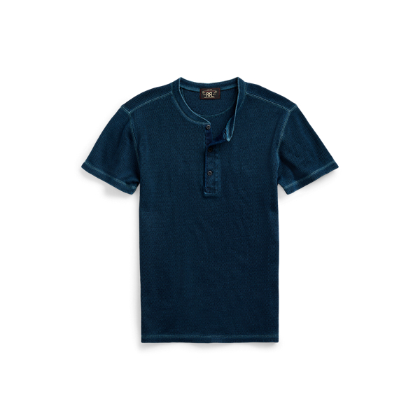 T-shirt col tunisien en nid d'abeille